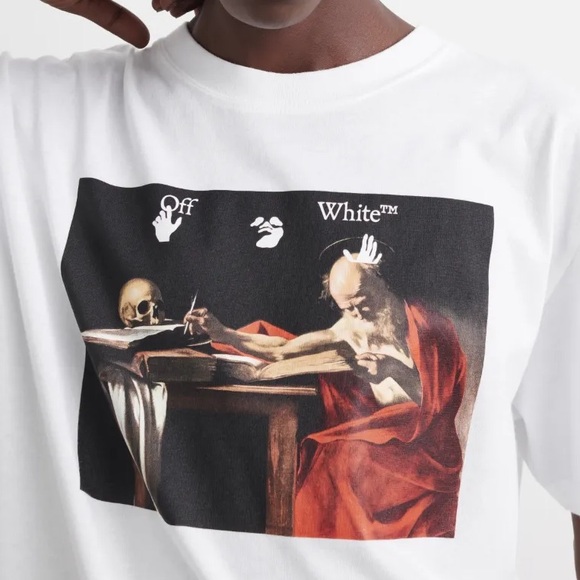 Off-White White T-Shirt with Red and Black Graphic - Picture 4 of 12